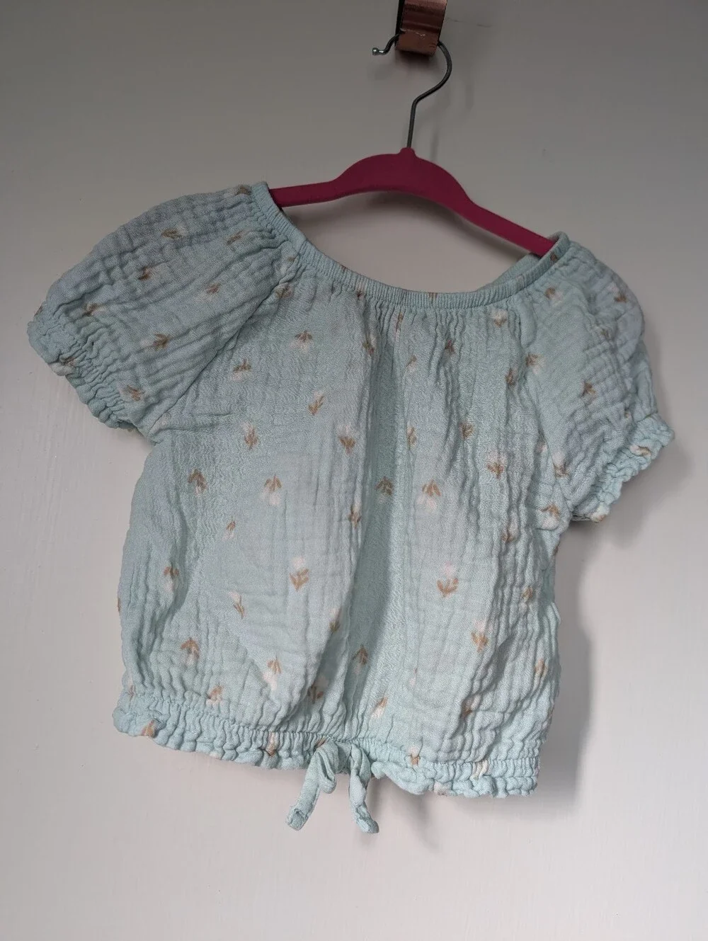 Girls' Mint  Cotton Peasant Top with Matching Shorts